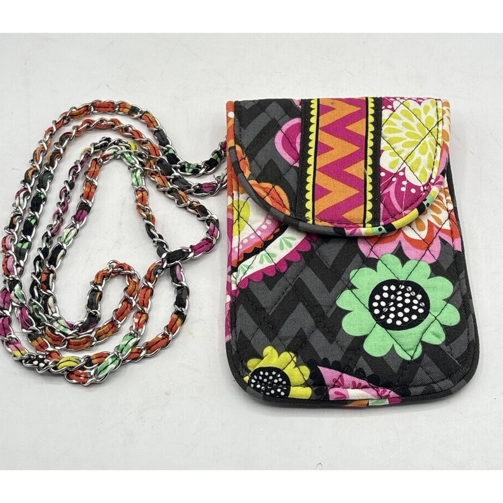 Vera Bradley Cell Phone Cross Body Small Purse Ziggy Zinia Chain Strap Floral